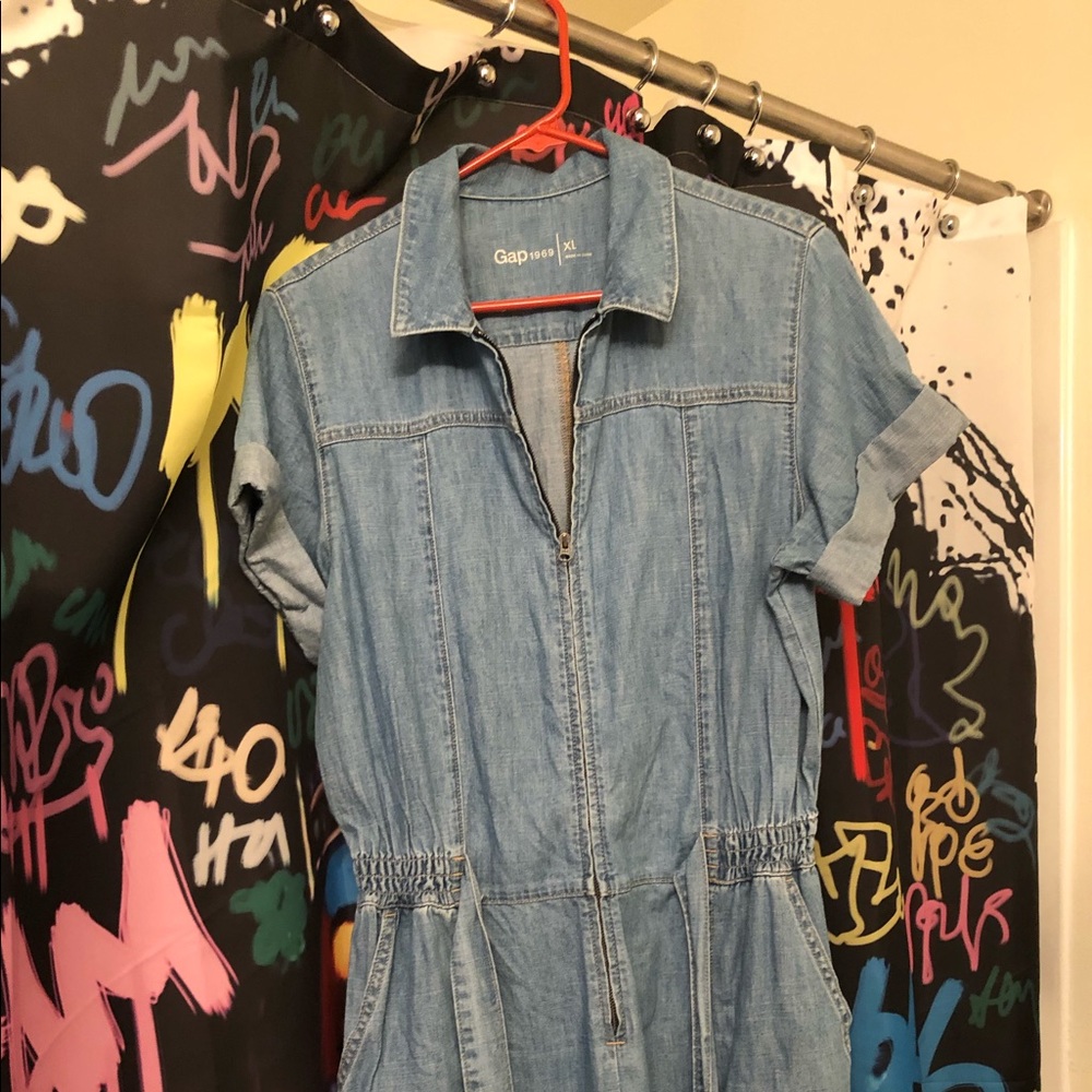 Gap Denim Jumpsuit Wide Leg